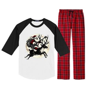 Christmas Rock Santa Claus Guitar Player Christmas Reindeer Raglan Sleeve Pajama Set