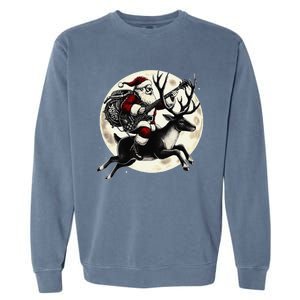 Christmas Rock Santa Claus Guitar Player Christmas Reindeer Garment-Dyed Sweatshirt