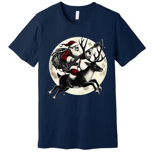 Christmas Rock Santa Claus Guitar Player Christmas Reindeer Premium T-Shirt