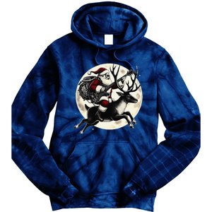 Christmas Rock Santa Claus Guitar Player Christmas Reindeer Tie Dye Hoodie