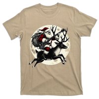 Christmas Rock Santa Claus Guitar Player Christmas Reindeer T-Shirt