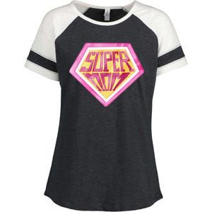 Cute Retro Super Mom Gift For Mother Enza Ladies Jersey Colorblock Tee