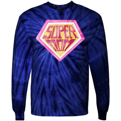 Cute Retro Super Mom Gift For Mother Tie-Dye Long Sleeve Shirt