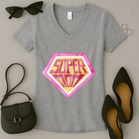 Cute Retro Super Mom Gift For Mother Women's V-Neck T-Shirt