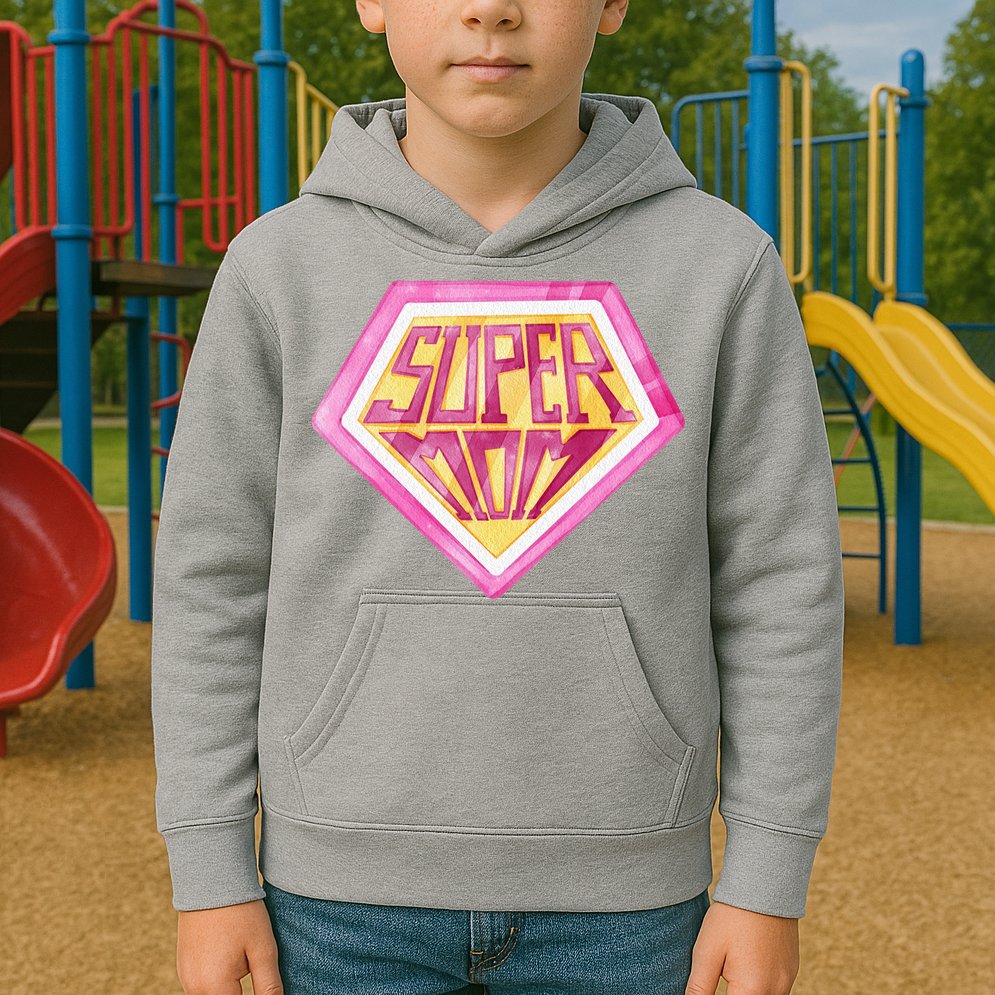 Cute Retro Super Mom Gift For Mother Kids Hoodie