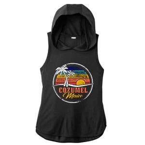 Cozumel Retro Sunset Ladies PosiCharge Tri-Blend Wicking Draft Hoodie Tank