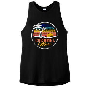 Cozumel Retro Sunset Ladies PosiCharge Tri-Blend Wicking Tank