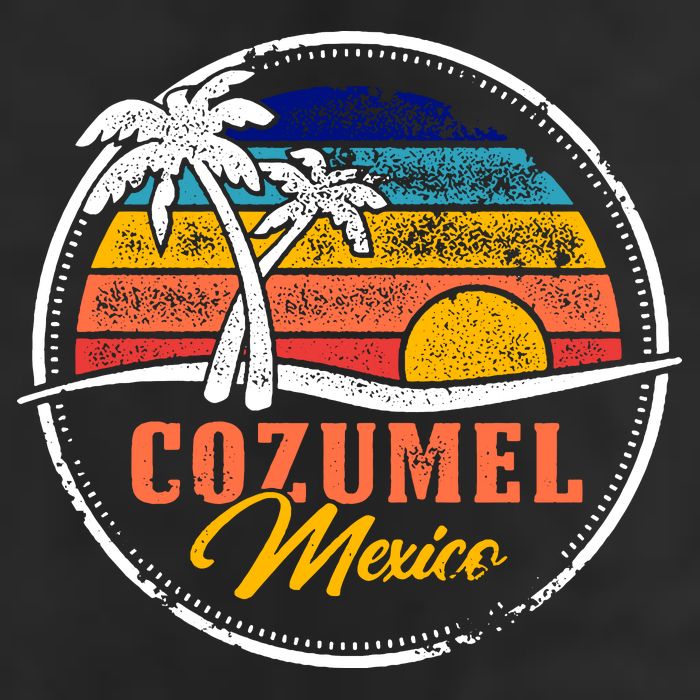 Cozumel Retro Sunset 7 Panel Mesh Trucker Snapback Hat