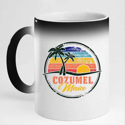 Cozumel Retro Sunset 11oz Black Color Changing Mug