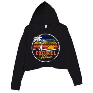 Cozumel Retro Sunset Crop Fleece Hoodie