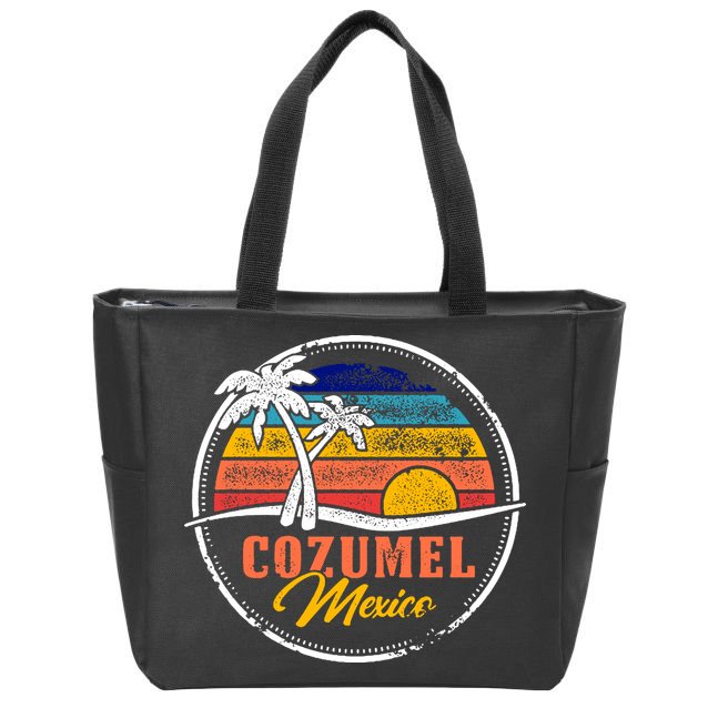 Cozumel Retro Sunset Zip Tote Bag