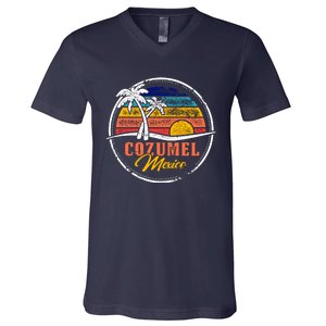 Cozumel Retro Sunset V-Neck T-Shirt