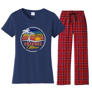 Cozumel Retro Sunset Women's Flannel Pajama Set