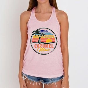 Cozumel Retro Sunset Women's Knotted Racerback Tank