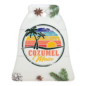 Cozumel Retro Sunset Ceramic Bell Ornament