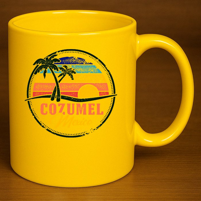 Cozumel Retro Sunset 11oz C Handle Ceramic Mug