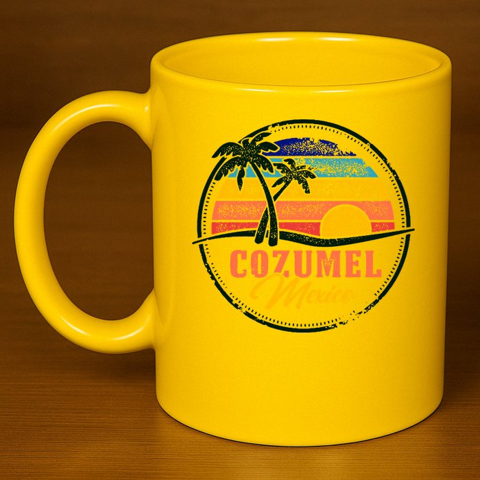 Cozumel Retro Sunset 11oz C Handle Ceramic Mug