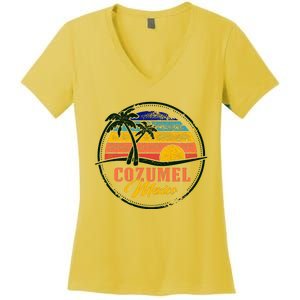 Cozumel Retro Sunset Women's V-Neck T-Shirt