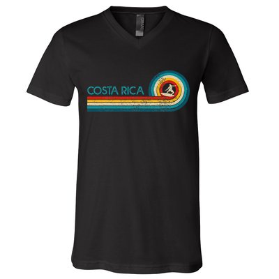 Costa Rica Surf Vintage Beach Surfer Surfing V-Neck T-Shirt