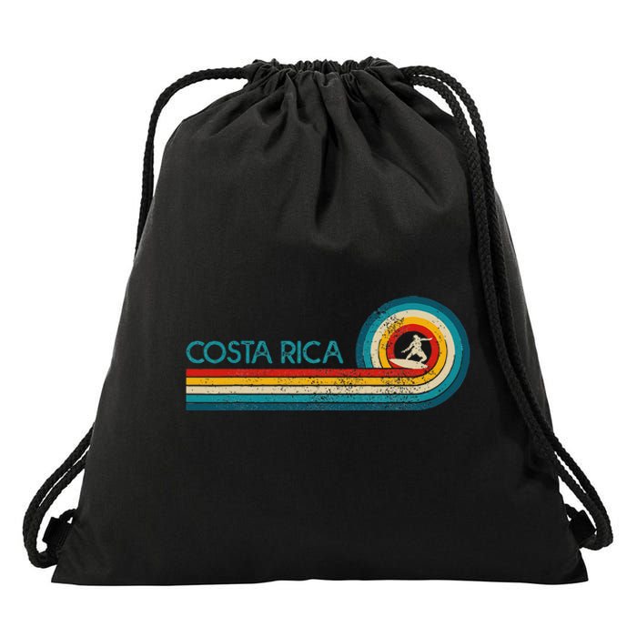 Costa Rica Surf Vintage Beach Surfer Surfing Drawstring Bag