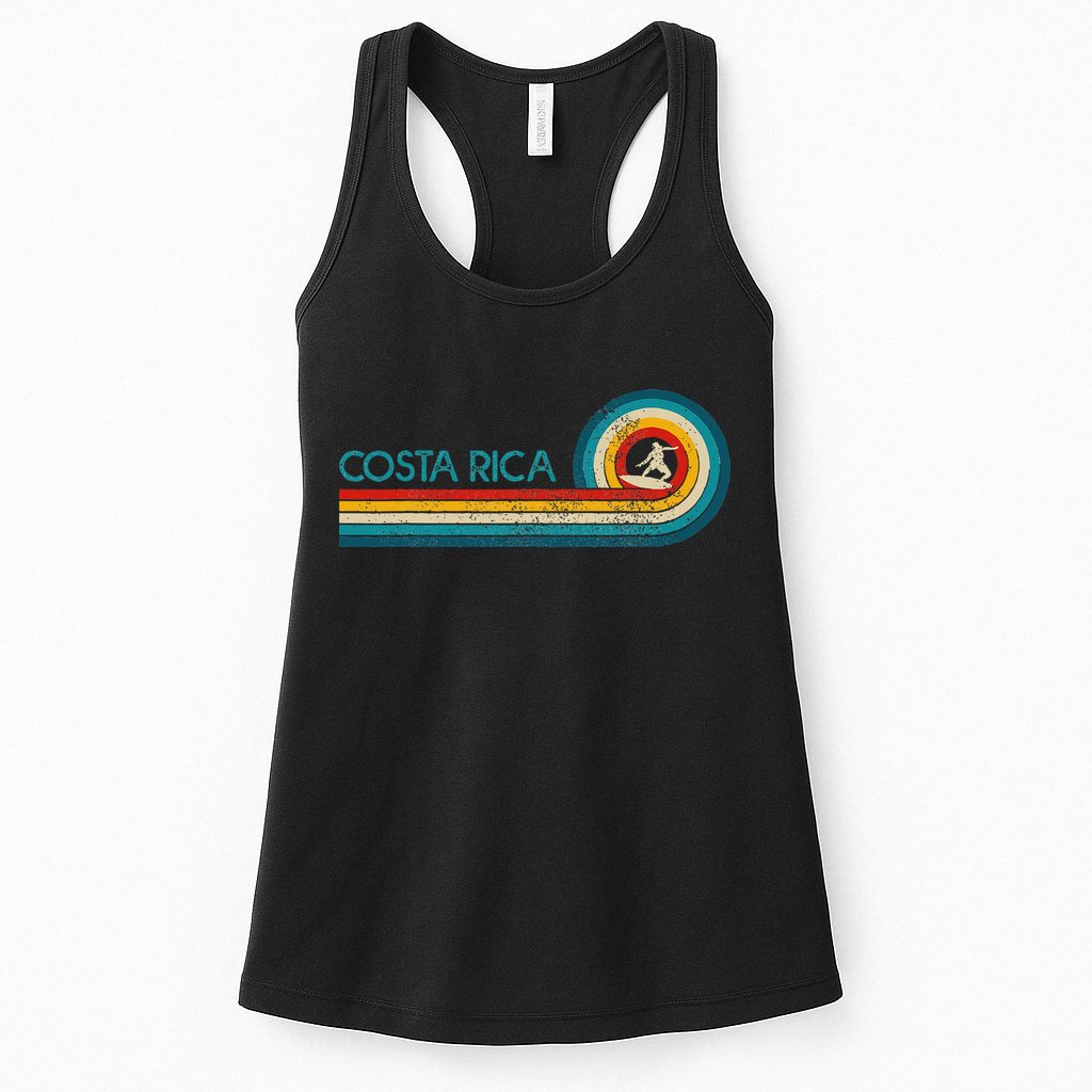Costa Rica Surf Vintage Beach Surfer Surfing Womens Tank Top