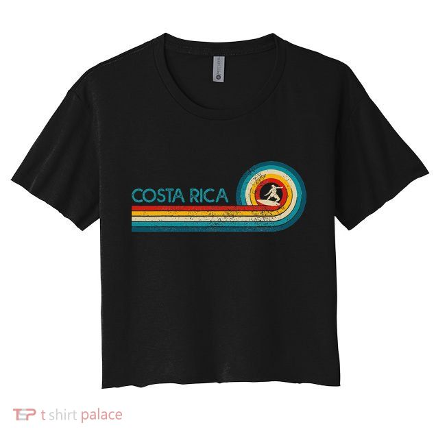 Costa Rica Surf Vintage Beach Surfer Surfing Crop Top