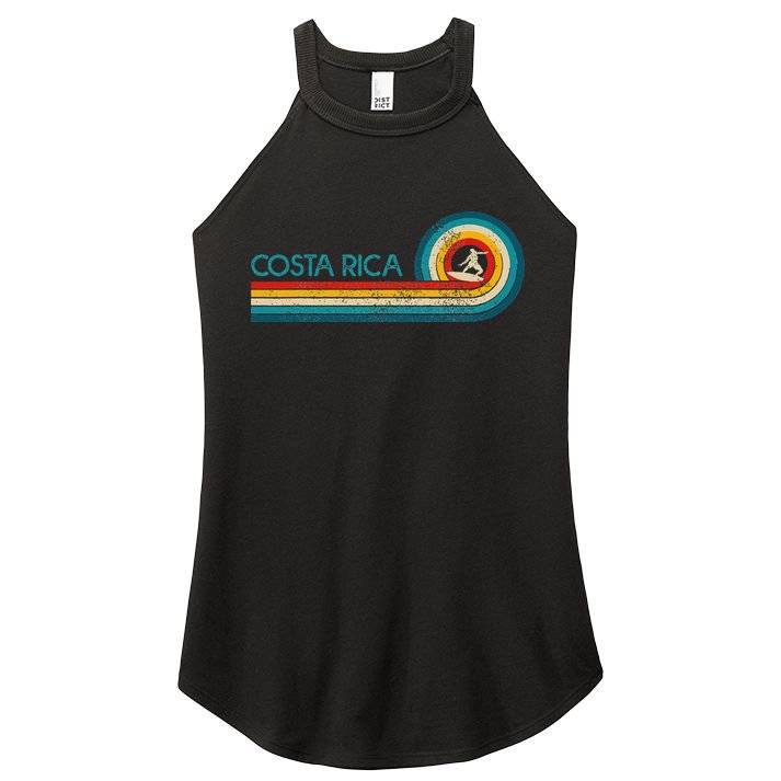 Costa Rica Surf Vintage Beach Surfer Surfing Women's Perfect Tri Rocker Tank