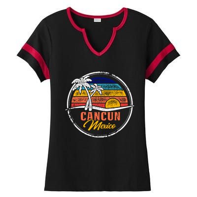 Cancun Retro Sunset Ladies Halftime Notch Neck Tee