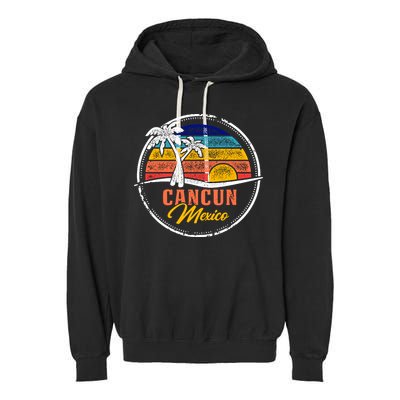 Cancun Retro Sunset Garment-Dyed Fleece Hoodie
