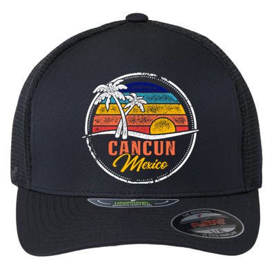 Cancun Retro Sunset Flexfit Unipanel Trucker Cap