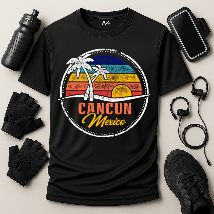 Cancun Retro Sunset Cooling Performance Crew T-Shirt