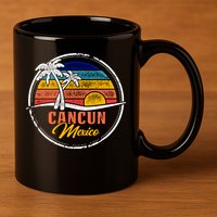 Cancun Retro Sunset 11oz C Handle Ceramic Mug