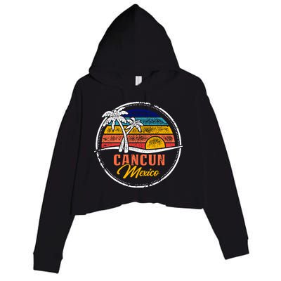 Cancun Retro Sunset Crop Fleece Hoodie