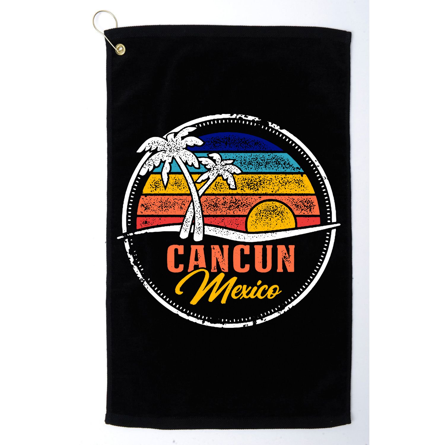 Cancun Retro Sunset Golf Towel