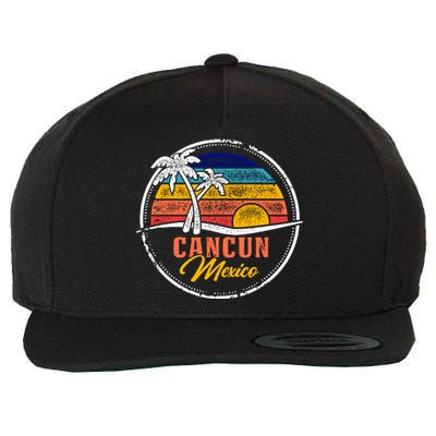 Cancun Retro Sunset Wool Snapback Cap