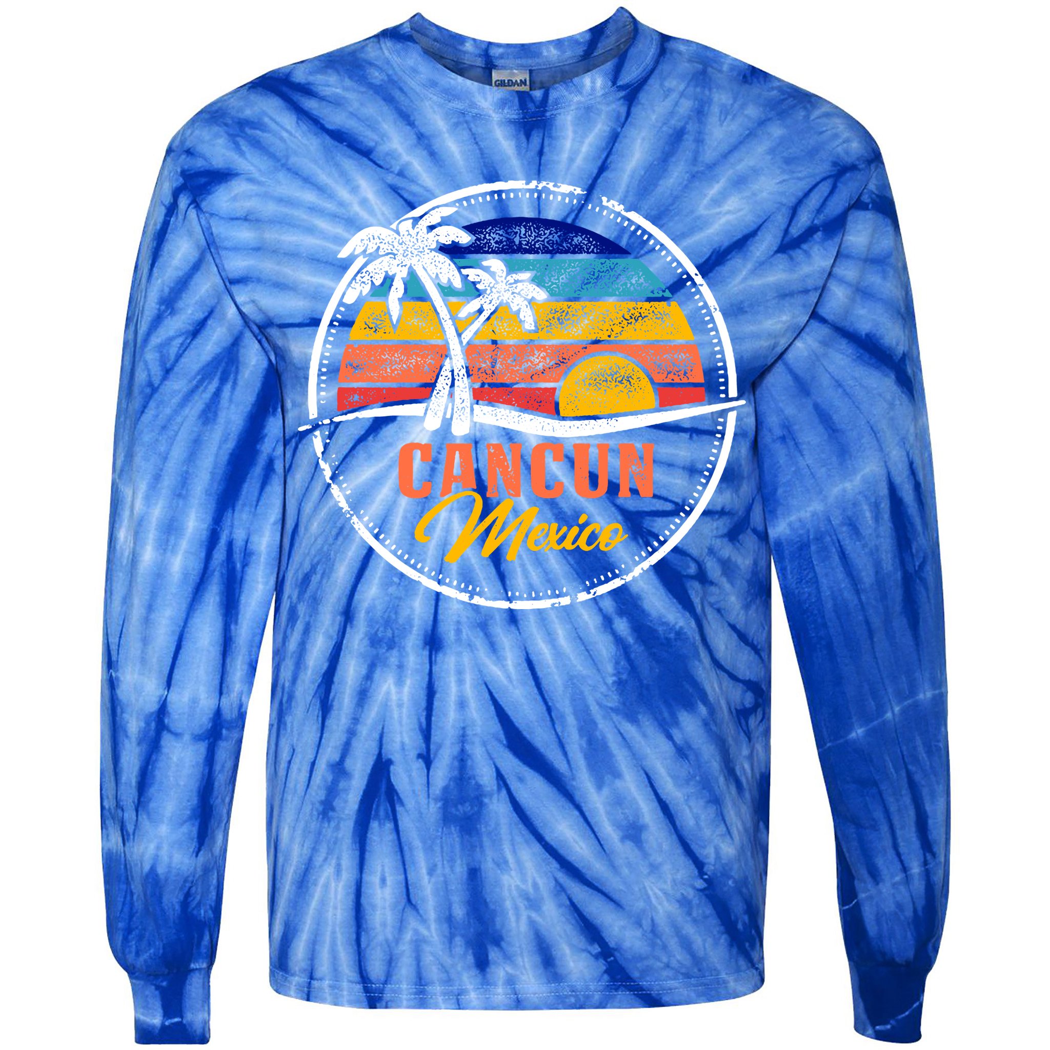 Cancun Retro Sunset Tie-Dye Long Sleeve Shirt