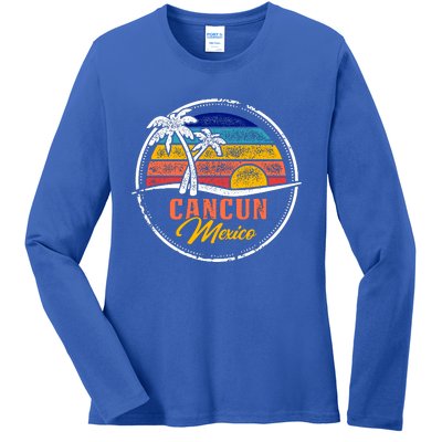 Cancun Retro Sunset Ladies Long Sleeve Shirt