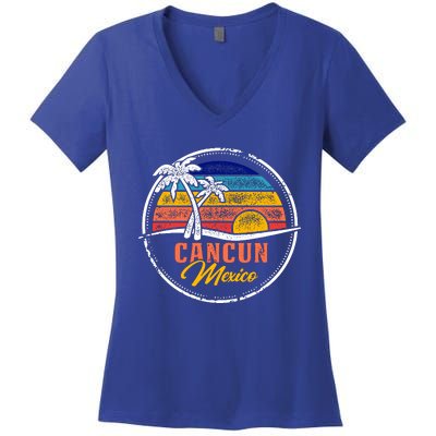 Cancun Retro Sunset Women's V-Neck T-Shirt