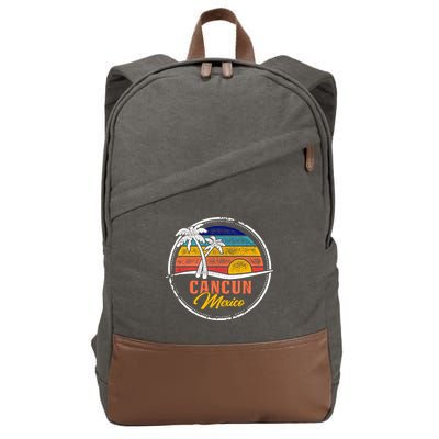 Cancun Retro Sunset Cotton Canvas Backpack