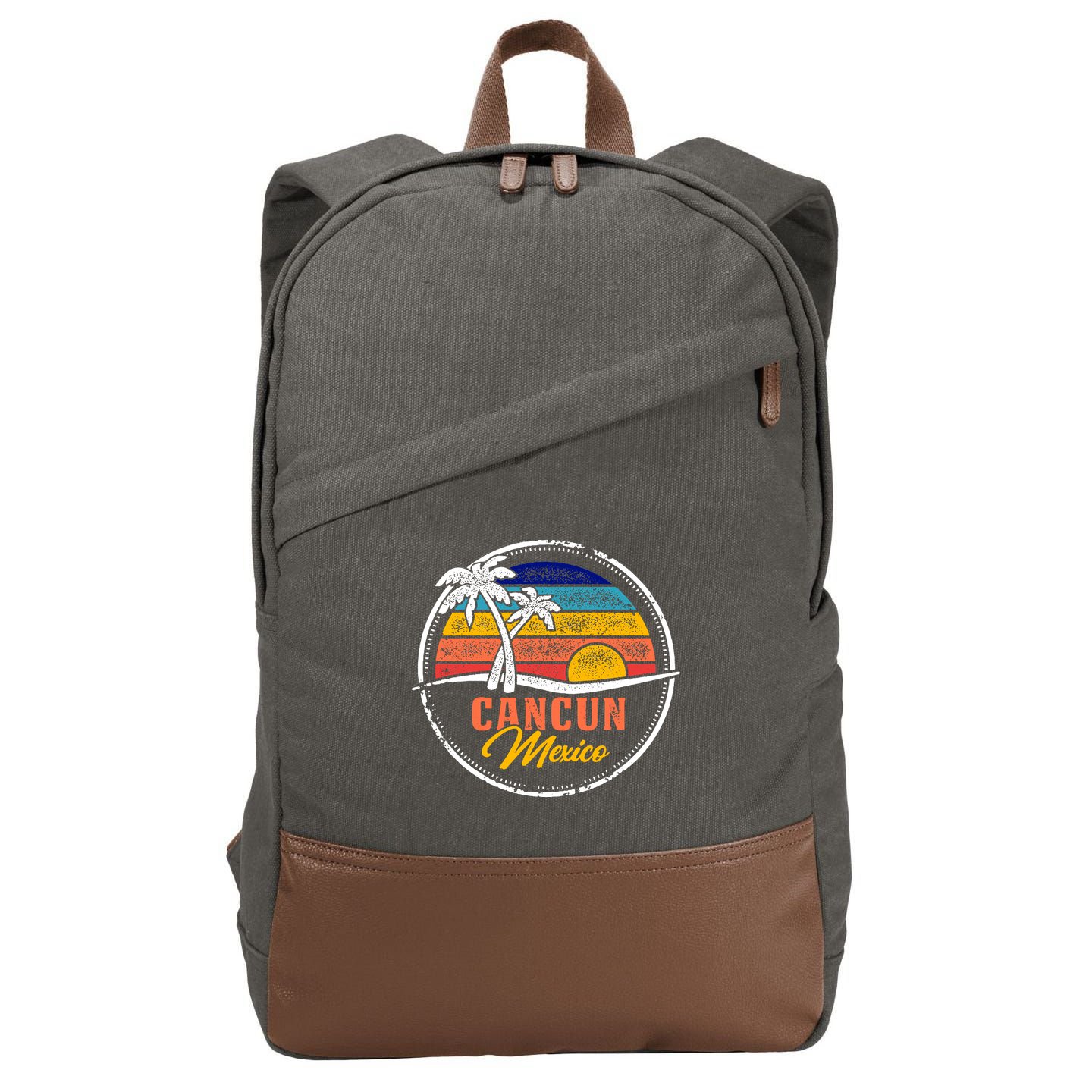 Cancun Retro Sunset Cotton Canvas Backpack