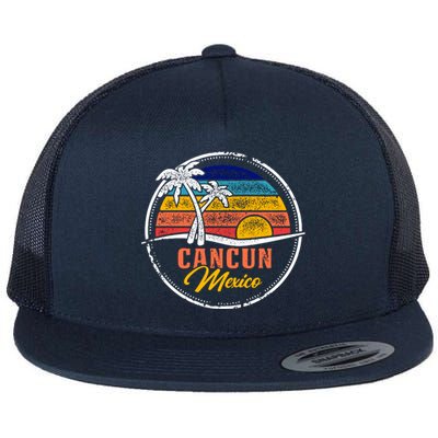 Cancun Retro Sunset Flat Bill Trucker Hat