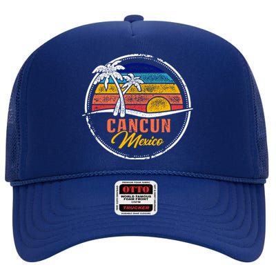 Cancun Retro Sunset High Crown Mesh Back Trucker Hat