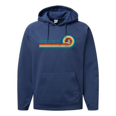 Costa Rica Surf Vintage Beach Surfer Performance Fleece Hoodie