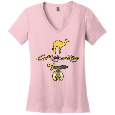 Camel Rider Shriner Masonic Symbol Freemason Women's V-Neck T-Shirt