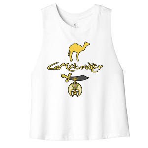 Camel Rider Shriner Masonic Symbol Freemason Women's Racerback Cropped Tank