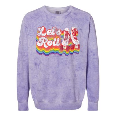 Cool Roller Skating Skate Girl 1970S Retro Colorblast Crewneck Sweatshirt