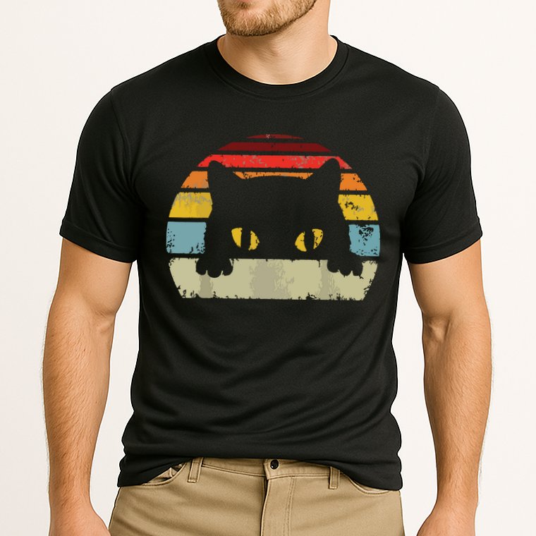 Cat Retro Style Black Kitty Cats Lover Gift Cooling Performance Crew T-Shirt