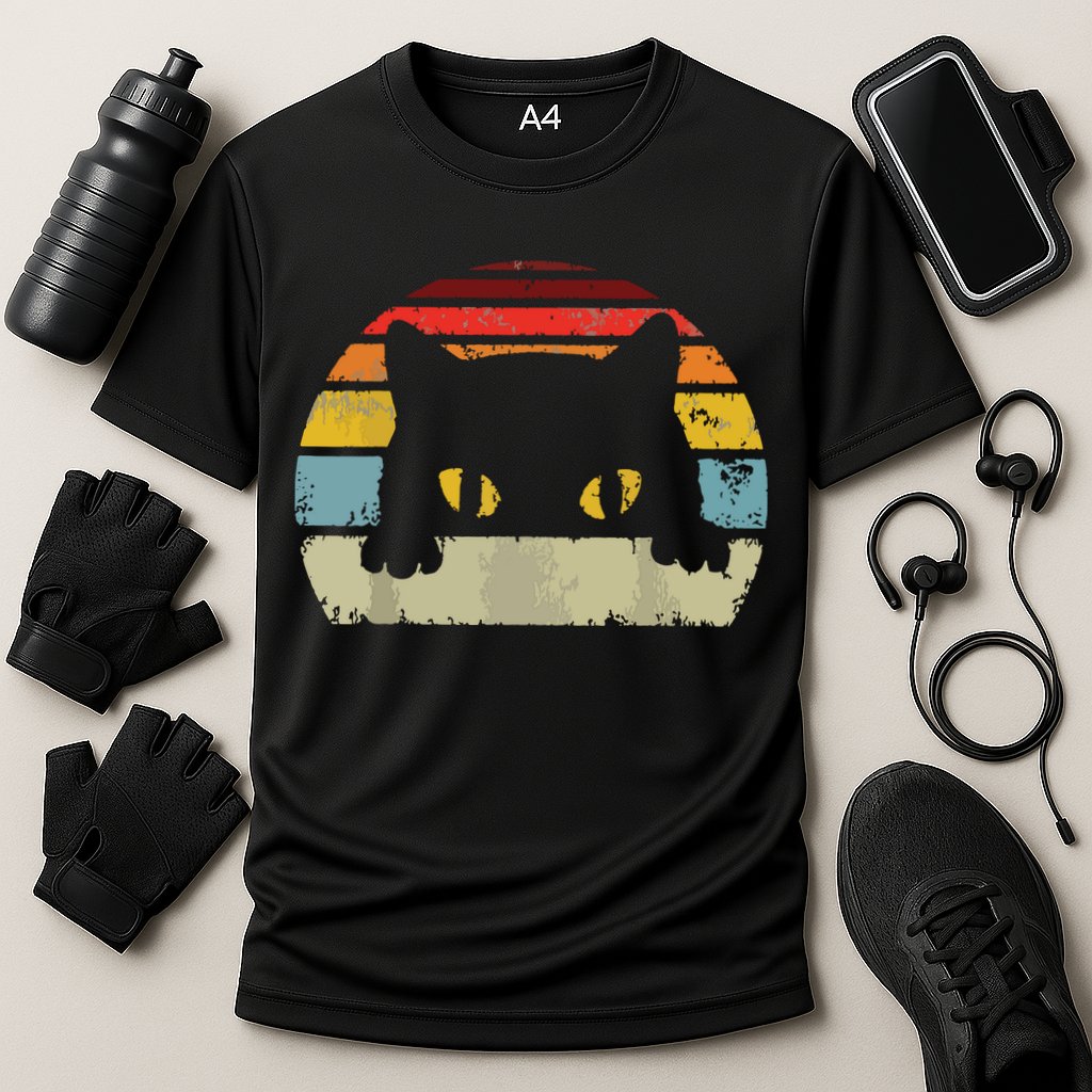Cat Retro Style Black Kitty Cats Lover Gift Cooling Performance Crew T-Shirt