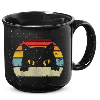 Cat Retro Style Black Kitty Cats Lover Gift 15oz Campfire Ceramic Mug