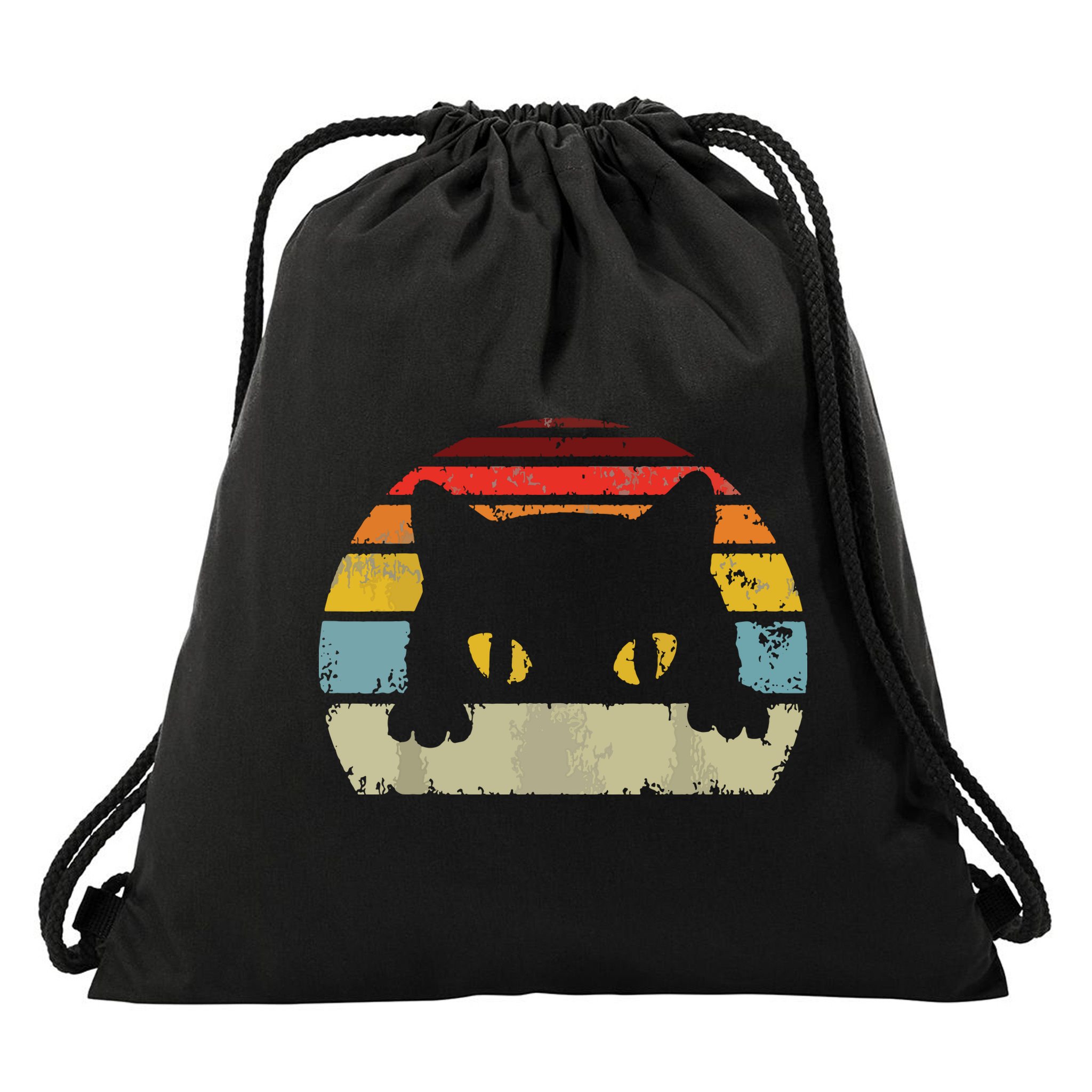 Cat Retro Style Black Kitty Cats Lover Gift Drawstring Bag